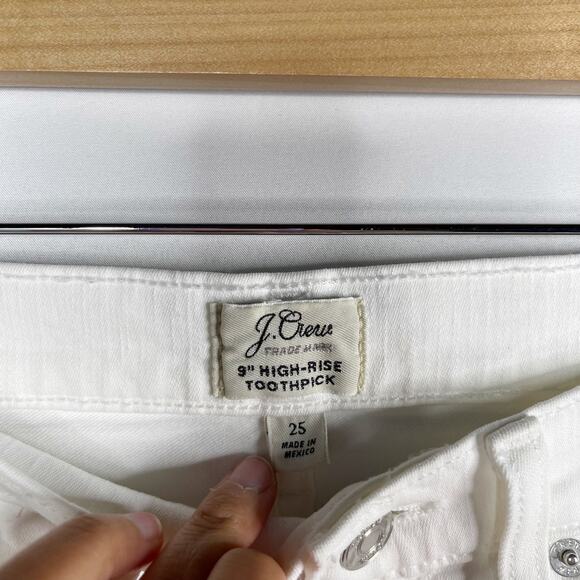 J Crew Womens Size 25 White 9" Mid Rise Toothpick Skinny Jeans Cotton Stretch - Picture 7 of 11